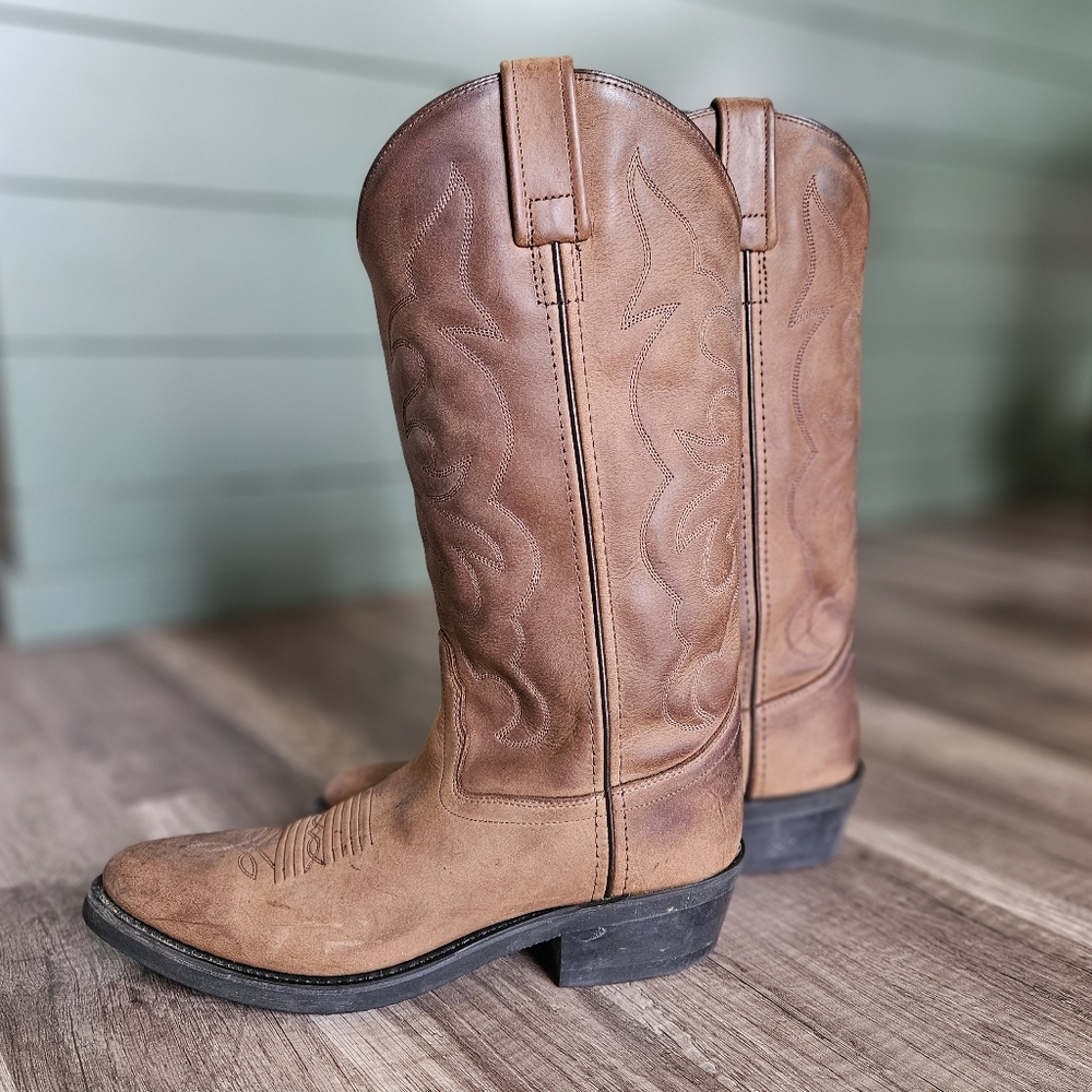 Ariat Old West Brown Leather Western Cowboy Boots Pull On